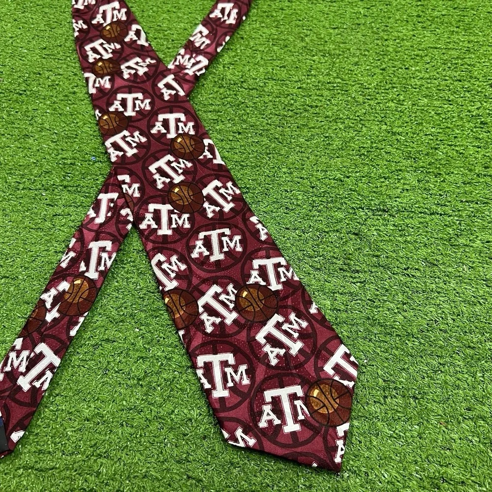 Vintage Texas A&M‎ Team Issue Tie Aggie Basketball Coach Signed Tony Barone 1995